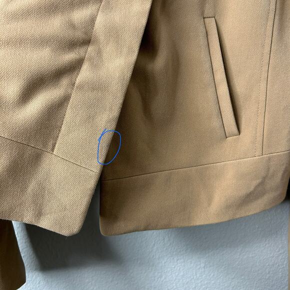 Ann Taylor Collarless Blazer Women’s 8 Tan Black Trim Stretch Lined Jacket - Picture 4 of 9